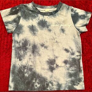 Toddler Boy’s Blue Grey Tie Dye “Never Give Up” Tee Short Sleeve Tshirt sz 2/3T